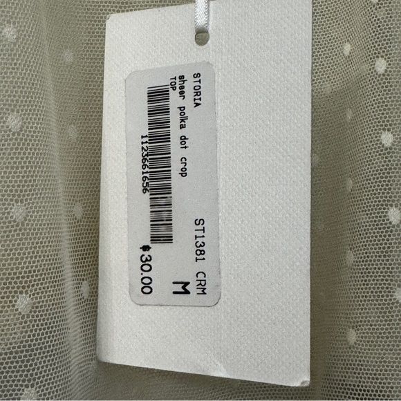 Storia Sheer Polka Dot Ruffle Trim Crop Top NWT Size M - Picture 3 of 8